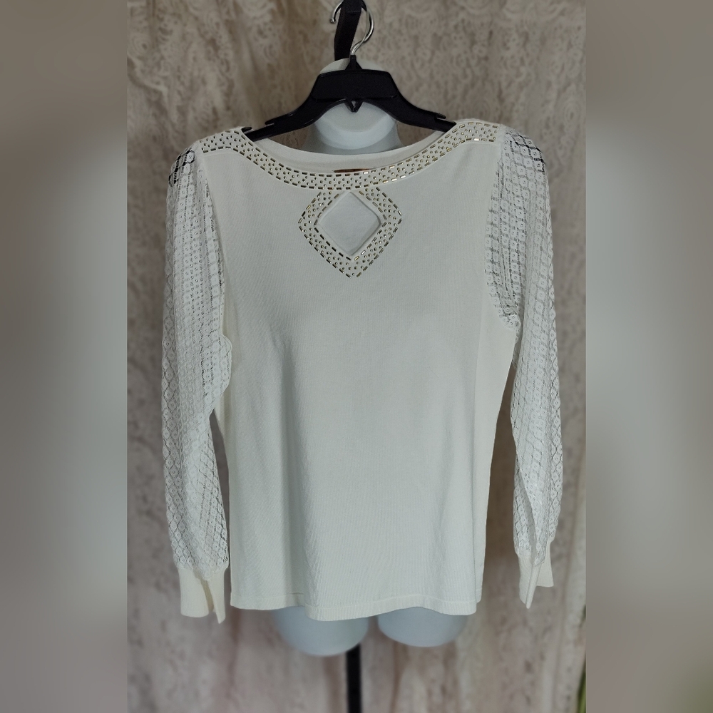 Belldini knit white sexy bling top NWOT
